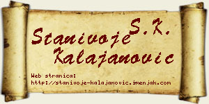 Stanivoje Kalajanović vizit kartica